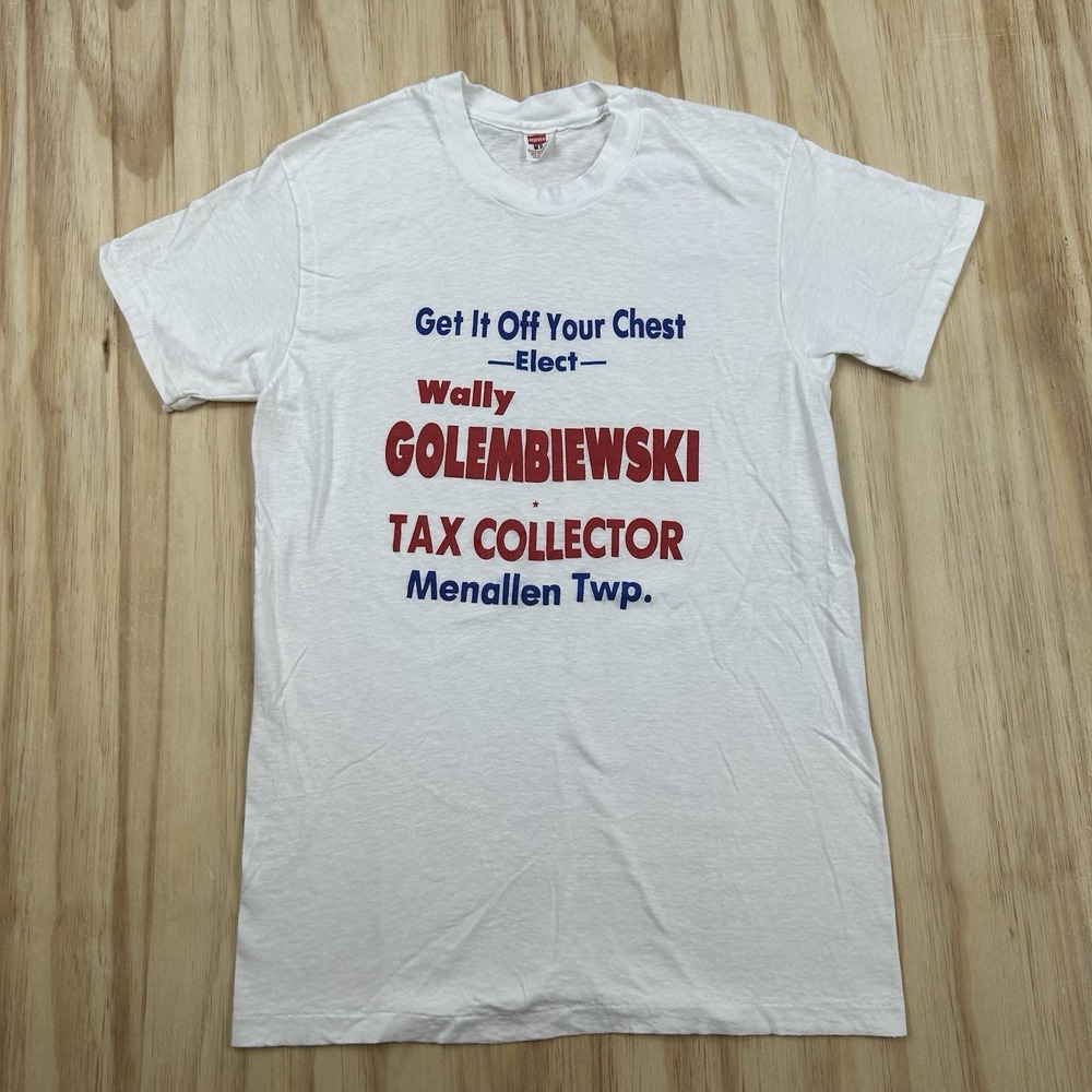 True Vintage 70 Tax Collector T Shirt White Mens Medium Short Sleeve Graphic Tee